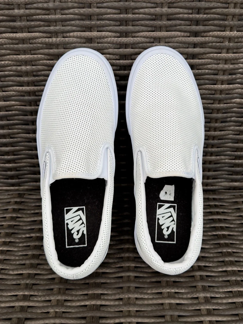 Vans Classic Slip-On Perf Leather White Sneakers Men’s 8.5 Women’s 10 EU 41